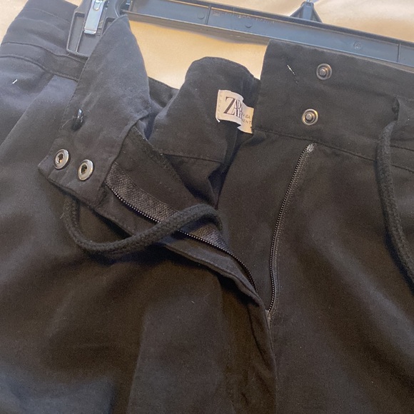 Zara Black Cropped Faded Cargo Pants Medium M Harem Cargo - Picture 5 of 11